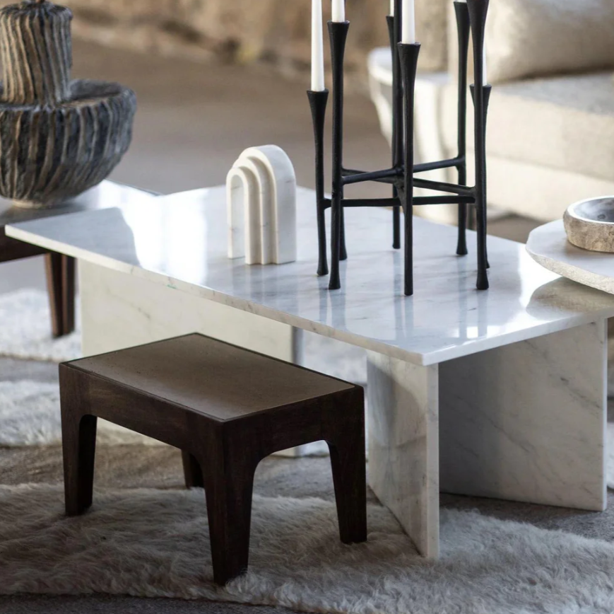 Polygon Centre Table White Carrara Marble