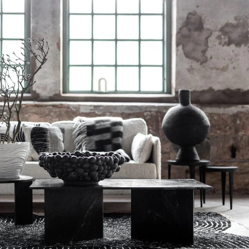 Polygon Centre Table Black Macroni Marble